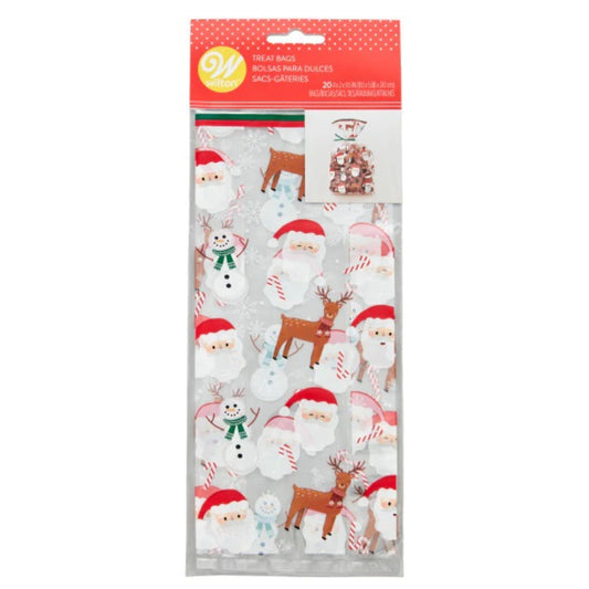 Treat Bags - Santa, Reindeer and Snowman 20ct