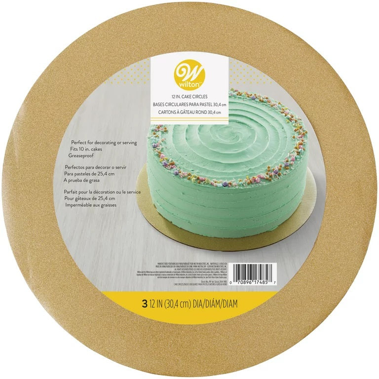 Cake Board Gold Glitter 12in 3pk