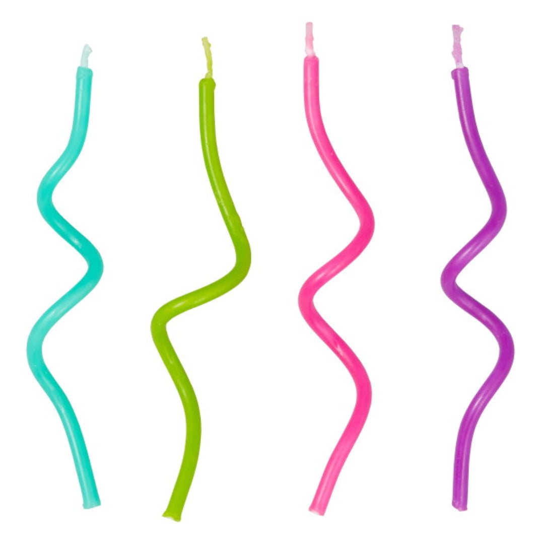 Candles- Curly Neon Birthday 12pk