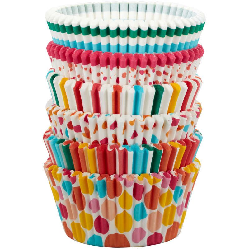 Std Baking Cups- Rainbow Dot Stripe 150ct