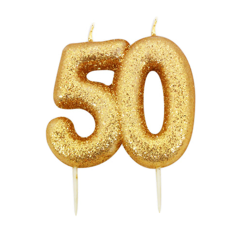 Glitter Pick Candle Gold Age 50