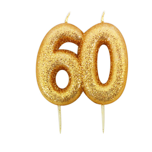 Glitter Pick Candle Gold Age 60