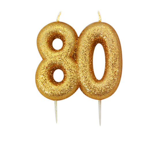 Glitter Pick Candle Gold Age 80