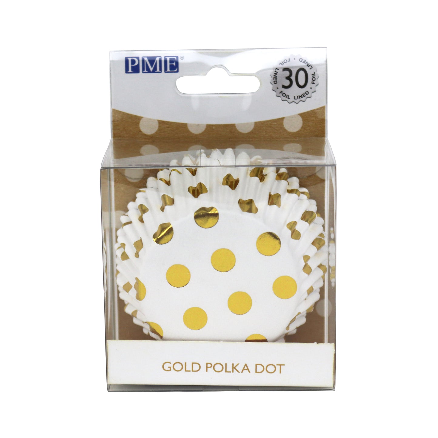 Cupcake Cases Foil Lined - Gold Dots 30pk