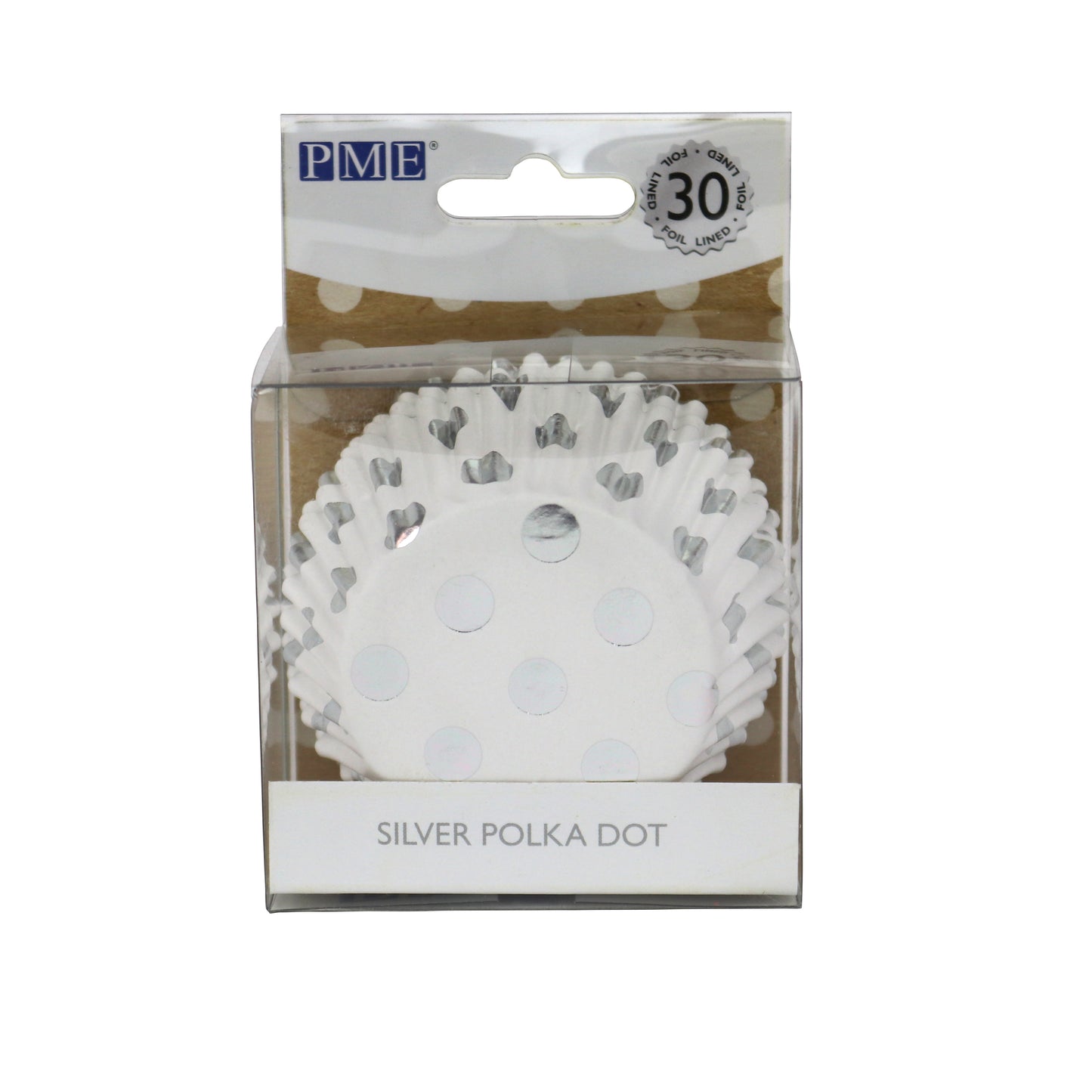 Cupcake Cases Foil - Silver Dots 30pk