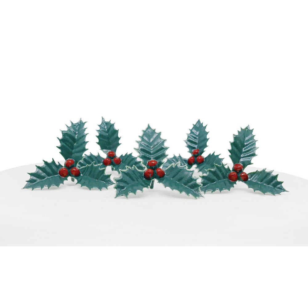 Holly & Berries Plastic Cake Toppers 5pk