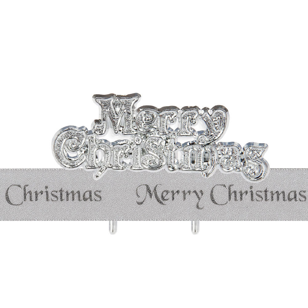 Merry Christmas Ribbon & Motto Silver