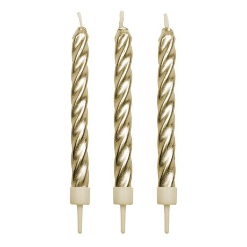 Twist Candles Gold w/ Holders 10pk