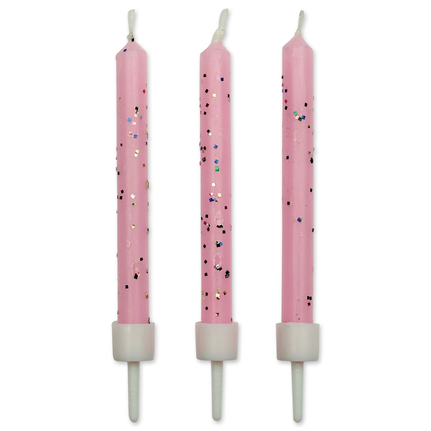 Candles- Pink Glitter with Holders 10pk