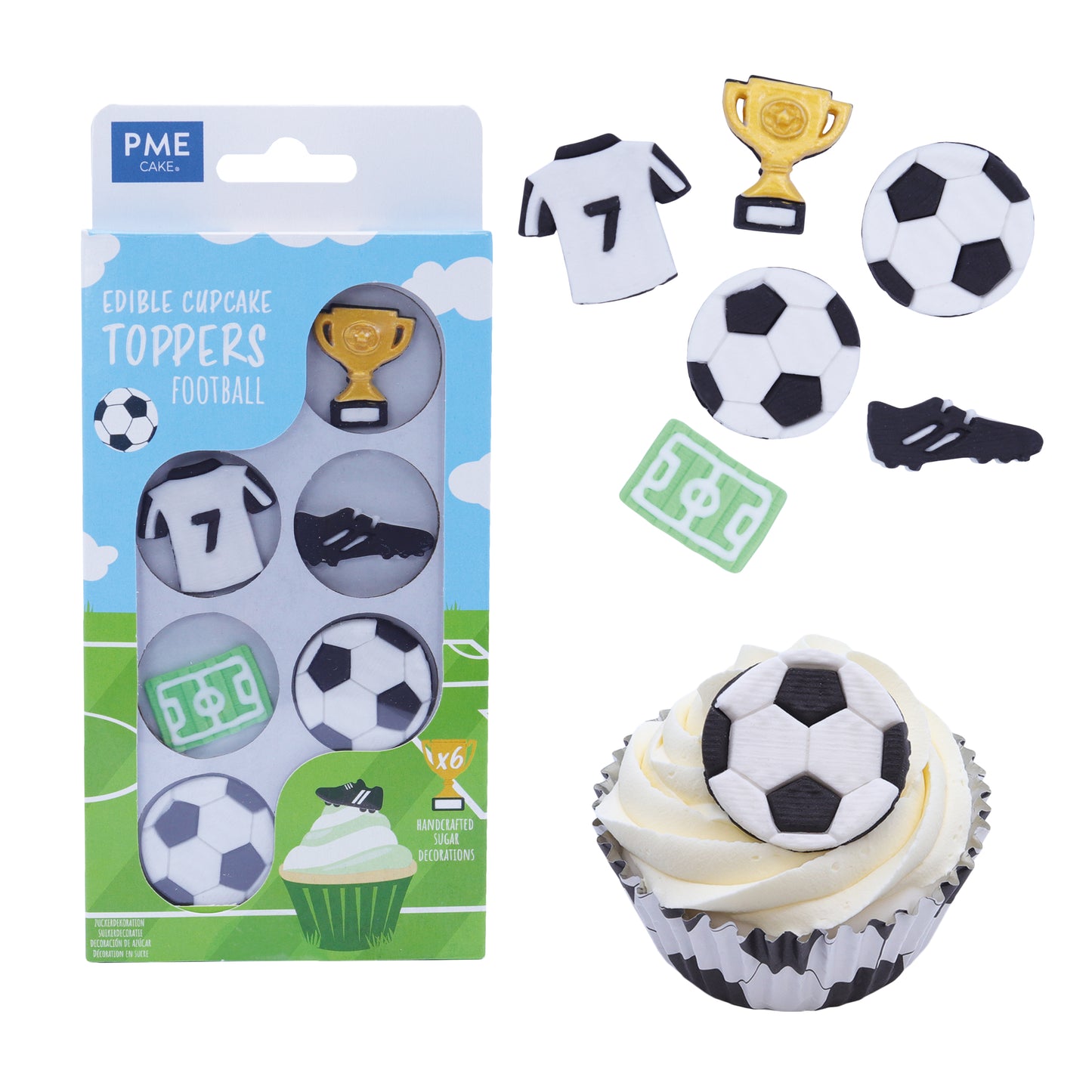 Edible Cupcake Toppers Football Pk/6