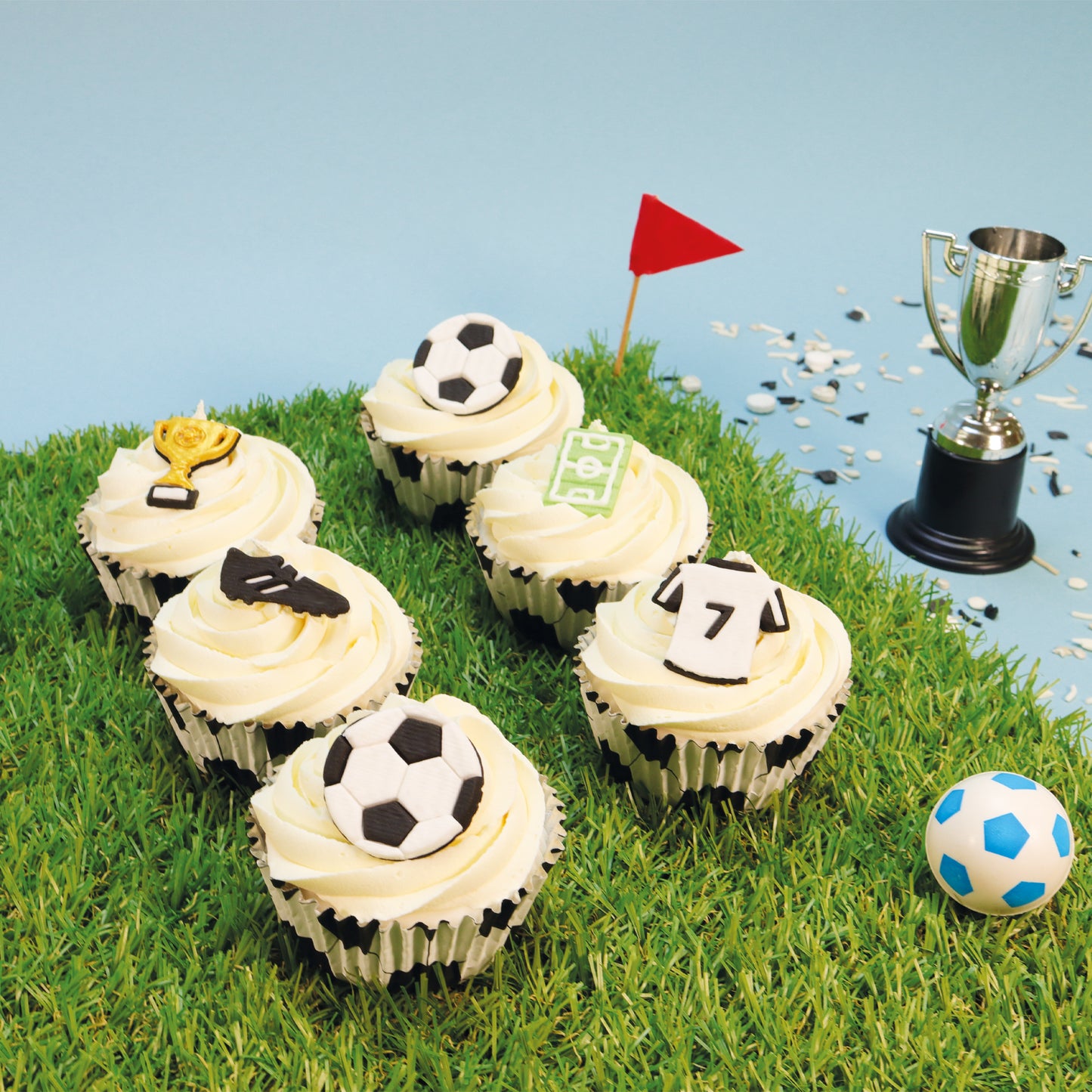 Edible Cupcake Toppers Football Pk/6