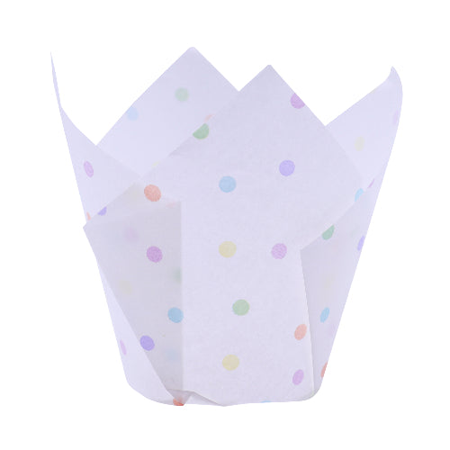 Muffin Cases - Rainbow Polka Dots 24pk