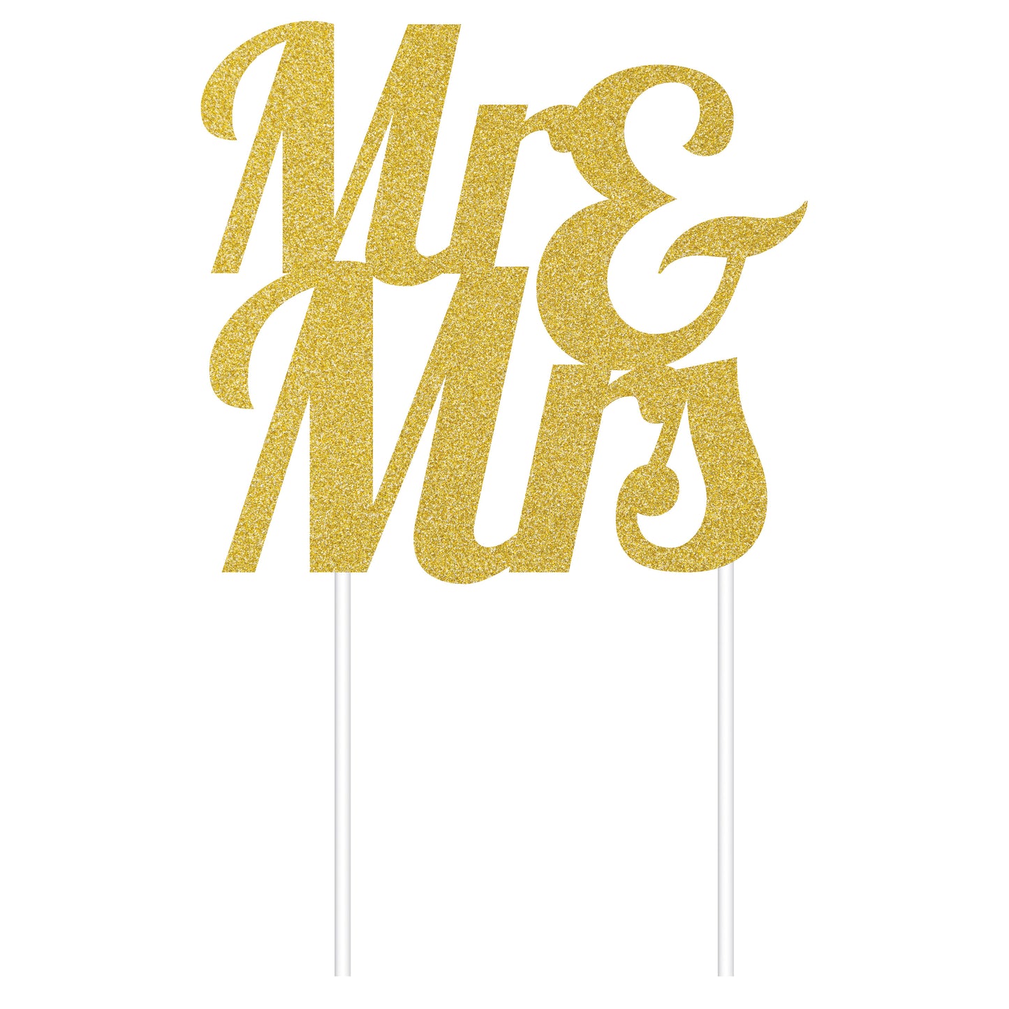 Glitter Mr & Mrs Cake Topper Gold