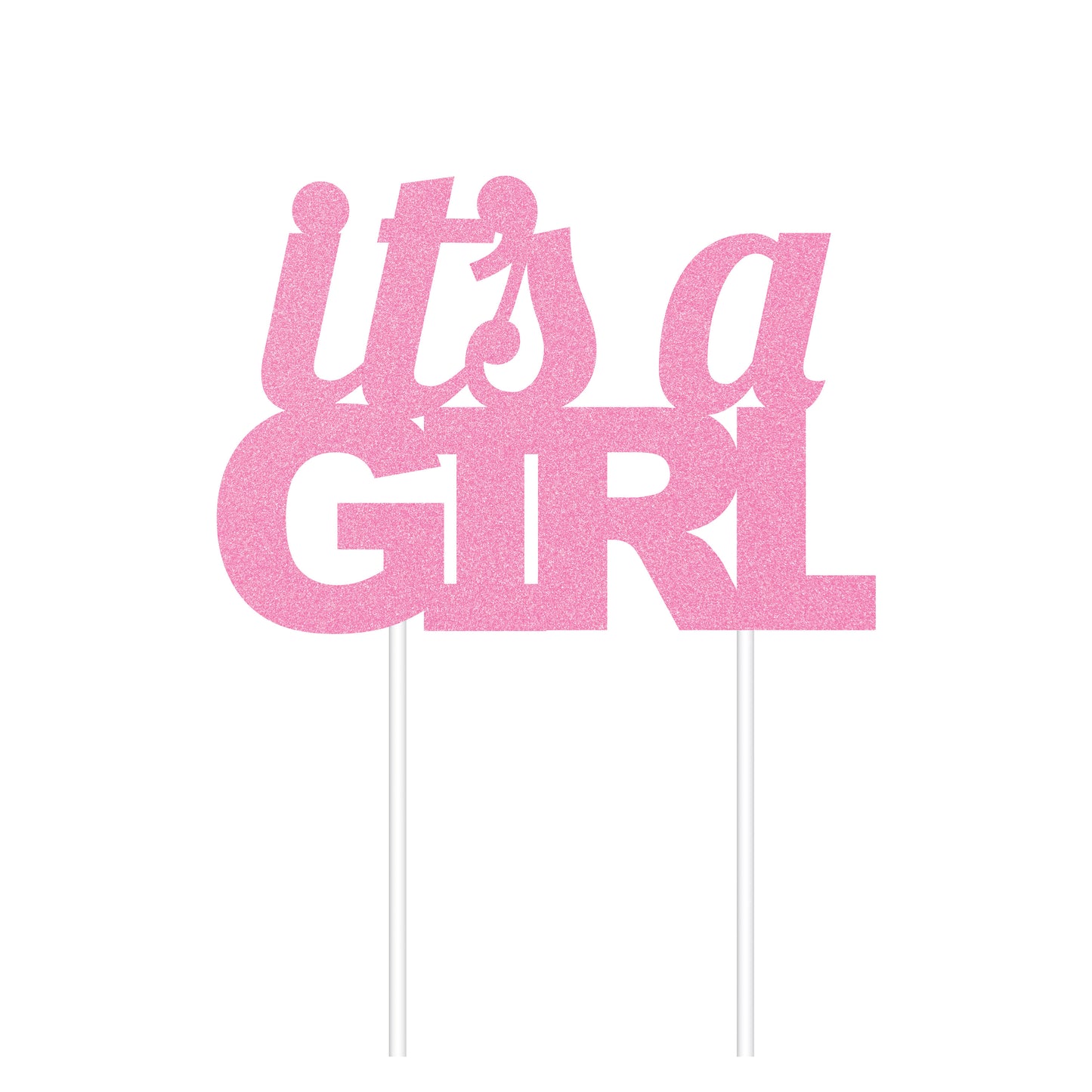 Glitter It's A Girl Cake Topper Pink