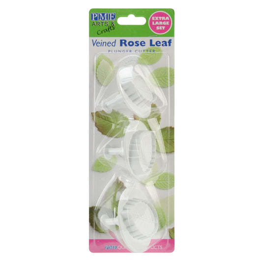 Plunger Cutter Veined Rose Leaf Large Set 3